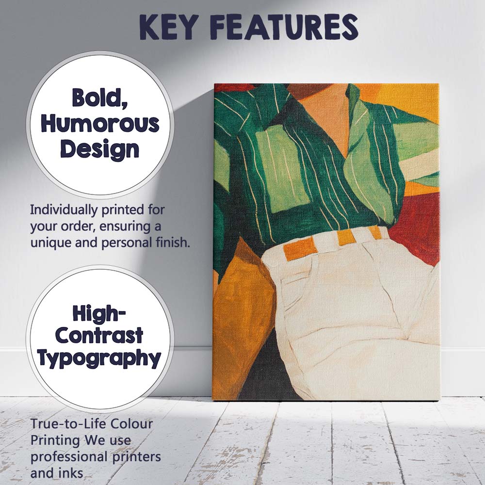 Fashion Portrait Green Striped Shirt Contemporary Painting Canvas Wall Art Print Decor Picture Ready to Hang