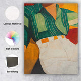Fashion Portrait Green Striped Shirt Contemporary Painting Canvas Wall Art Print Decor Picture Ready to Hang