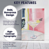 Pink Lemon Martini Cocktail Still Life Oil Painting Canvas Wall Art Print Decor Picture Ready to Hang