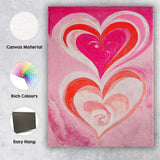 Pink Red Abstract Double Heart Romantic Painting Canvas Wall Art Print Decor Picture Ready to Hang