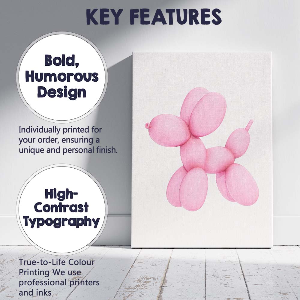 Minimalist Pink Balloon Dog Modern Sculpture Canvas Wall Art Print Decor Picture Ready to Hang
