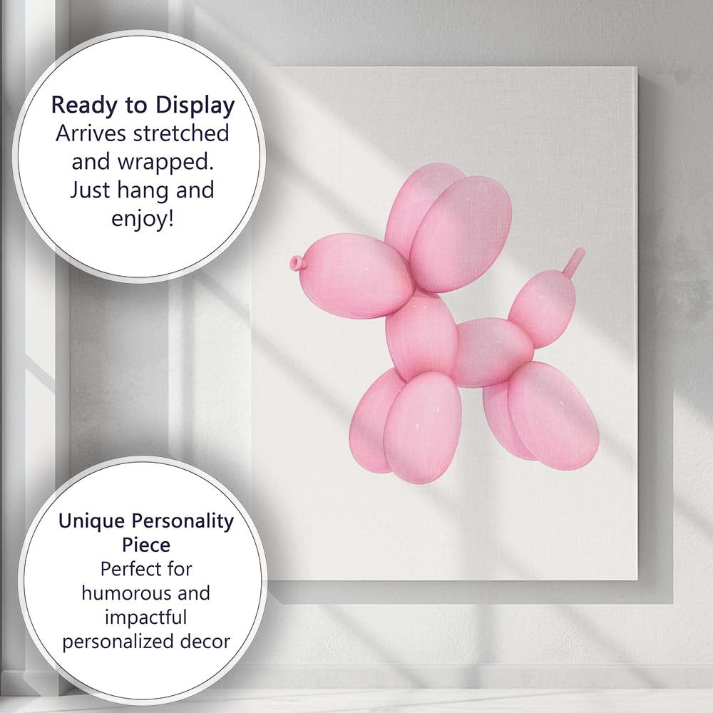 Minimalist Pink Balloon Dog Modern Sculpture Canvas Wall Art Print Decor Picture Ready to Hang