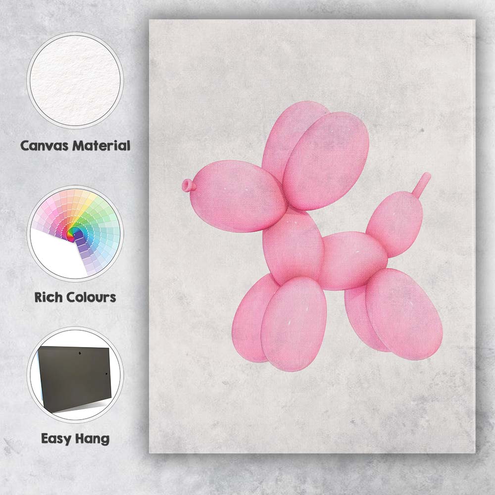 Minimalist Pink Balloon Dog Modern Sculpture Canvas Wall Art Print Decor Picture Ready to Hang