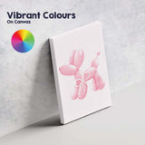 Cute Pink Balloon Dog With Pearl Bow Canvas Wall Art Print Decor Picture Ready to Hang