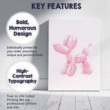 Cute Pink Balloon Dog With Pearl Bow Canvas Wall Art Print Decor Picture Ready to Hang