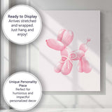 Cute Pink Balloon Dog With Pearl Bow Canvas Wall Art Print Decor Picture Ready to Hang