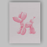 Cute Pink Balloon Dog With Pearl Bow Canvas Wall Art Print Decor Picture Ready to Hang