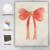 Watercolour Coral Pink Ribbon Bow Illustration Canvas Wall Art Print Decor Picture Ready to Hang