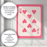 Minimalist Eight of Hearts Playing Card Pink Aesthetic Canvas Wall Art Print Decor Picture Ready to Hang