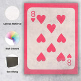 Minimalist Eight of Hearts Playing Card Pink Aesthetic Canvas Wall Art Print Decor Picture Ready to Hang