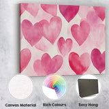 Watercolour Pink Heart Repeat Pattern Canvas Wall Art Print Decor Picture Ready to Hang