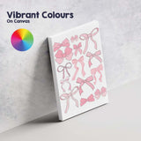 Cute Pink Ribbon Bow Collection Illustration Canvas Wall Art Print Decor Picture Ready to Hang