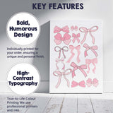Cute Pink Ribbon Bow Collection Illustration Canvas Wall Art Print Decor Picture Ready to Hang