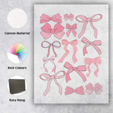 Cute Pink Ribbon Bow Collection Illustration Canvas Wall Art Print Decor Picture Ready to Hang
