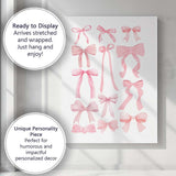 Watercolour Pink Ribbon Bow Collection Illustration Canvas Wall Art Print Decor Picture Ready to Hang