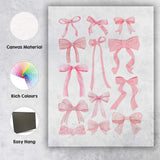Watercolour Pink Ribbon Bow Collection Illustration Canvas Wall Art Print Decor Picture Ready to Hang