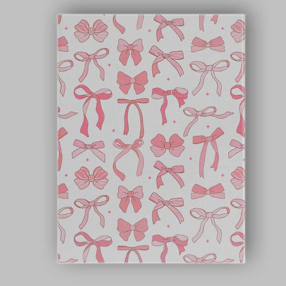 Cute Pink Ribbon Bow Seamless Pattern Illustration Canvas Wall Art Print Decor Picture Ready to Hang