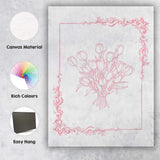 Elegant Pink Tulip Bouquet Line Art Floral Frame Canvas Wall Art Print Decor Picture Ready to Hang