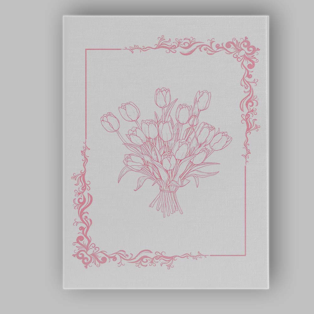 Elegant Pink Tulip Bouquet Line Art Floral Frame Canvas Wall Art Print Decor Picture Ready to Hang