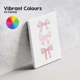 Watercolour Pink Decorative Ribbon Bow Trio Canvas Wall Art Print Decor Picture Ready to Hang