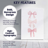 Watercolour Pink Decorative Ribbon Bow Trio Canvas Wall Art Print Decor Picture Ready to Hang