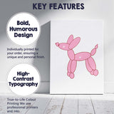 Pink Balloon Dog Minimal Illustration Canvas Wall Art Print Decor Picture Ready to Hang
