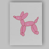 Pink Balloon Dog Minimal Illustration Canvas Wall Art Print Decor Picture Ready to Hang