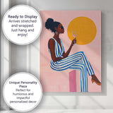 Stylish Woman With Wine Glass Modern Fashion Illustration Canvas Wall Art Print Decor Picture Ready to Hang