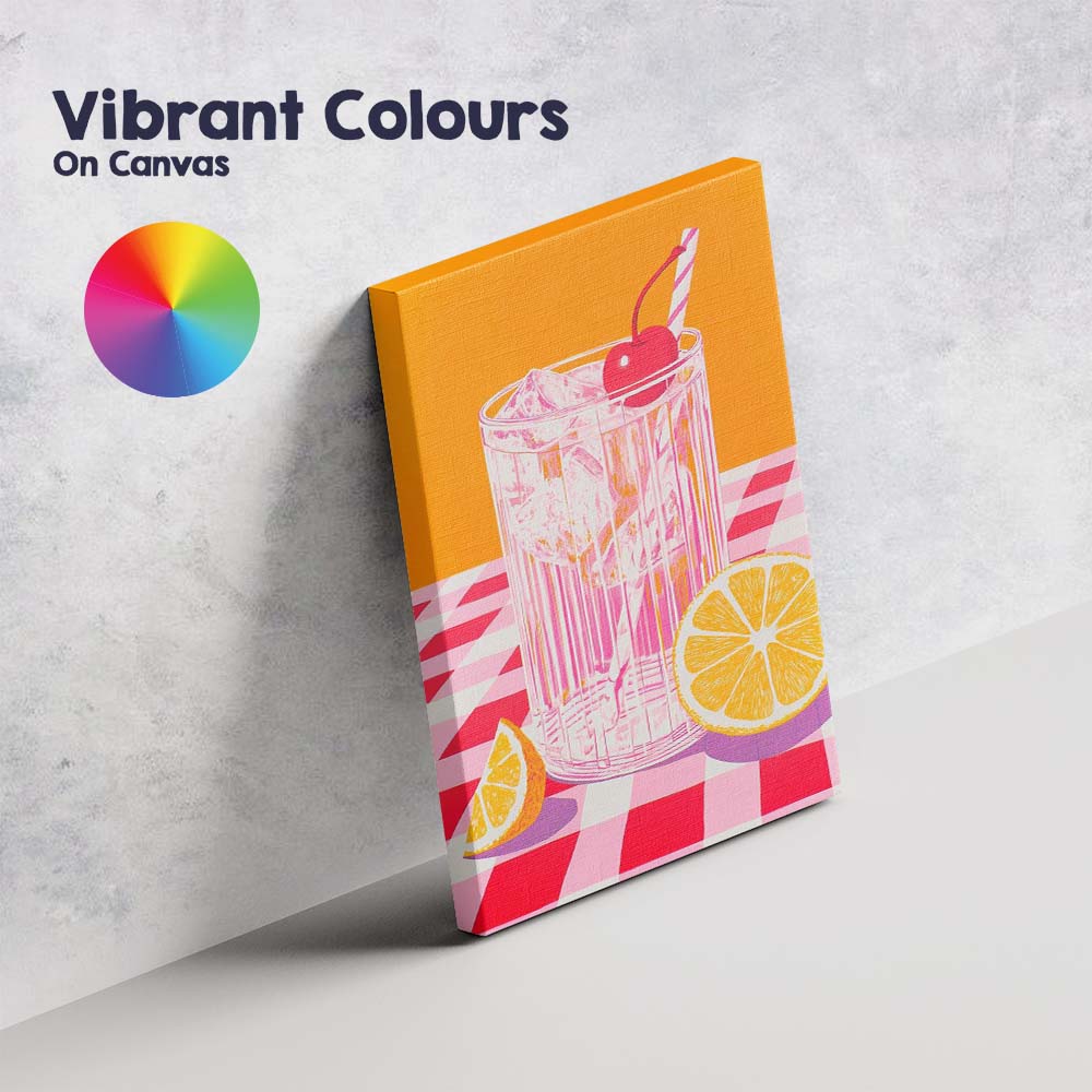 Vibrant Cherry Citrus Cocktail Still Life Illustration Canvas Wall Art Print Decor Picture Ready to Hang