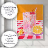 Vibrant Cherry Citrus Cocktail Still Life Illustration Canvas Wall Art Print Decor Picture Ready to Hang