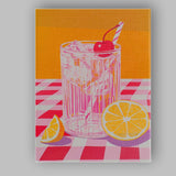 Vibrant Cherry Citrus Cocktail Still Life Illustration Canvas Wall Art Print Decor Picture Ready to Hang