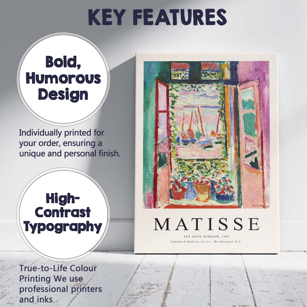Matisse Open Window Fauvist Harbour Exhibition Canvas Wall Art Print Decor Picture Ready to Hang