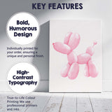 Pastel Pink Balloon Dog Watercolour Illustration Canvas Wall Art Print Decor Picture Ready to Hang