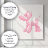 Pastel Pink Balloon Dog Watercolour Illustration Canvas Wall Art Print Decor Picture Ready to Hang