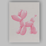 Pastel Pink Balloon Dog Watercolour Illustration Canvas Wall Art Print Decor Picture Ready to Hang