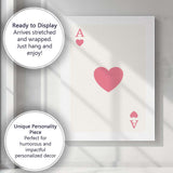Minimalist Pink Heart Playing Card Ace Illustration Canvas Wall Art Print Decor Picture Ready to Hang