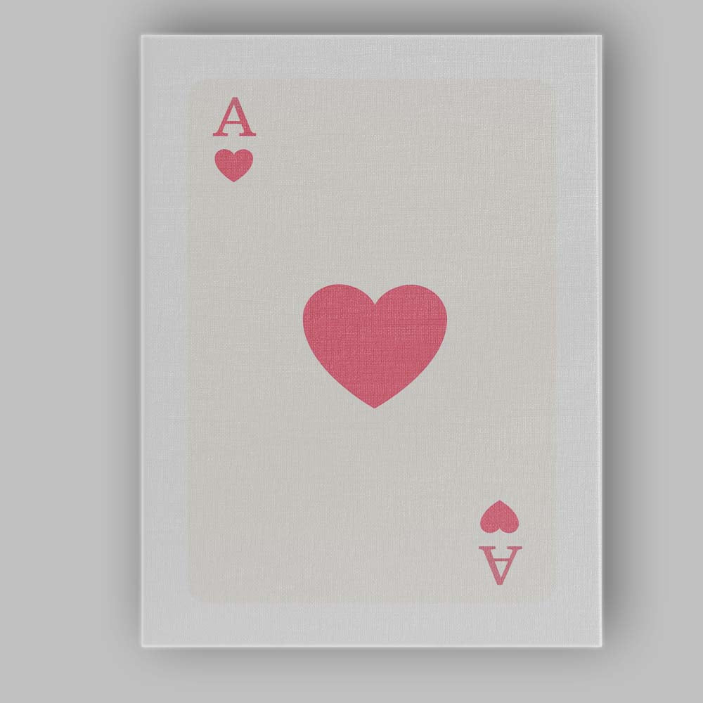 Minimalist Pink Heart Playing Card Ace Illustration Canvas Wall Art Print Decor Picture Ready to Hang