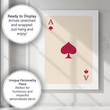 Minimalist Burgundy Spade Playing Card Ace Illustration Canvas Wall Art Print Decor Picture Ready to Hang