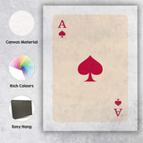 Minimalist Burgundy Spade Playing Card Ace Illustration Canvas Wall Art Print Decor Picture Ready to Hang