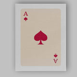 Minimalist Burgundy Spade Playing Card Ace Illustration Canvas Wall Art Print Decor Picture Ready to Hang