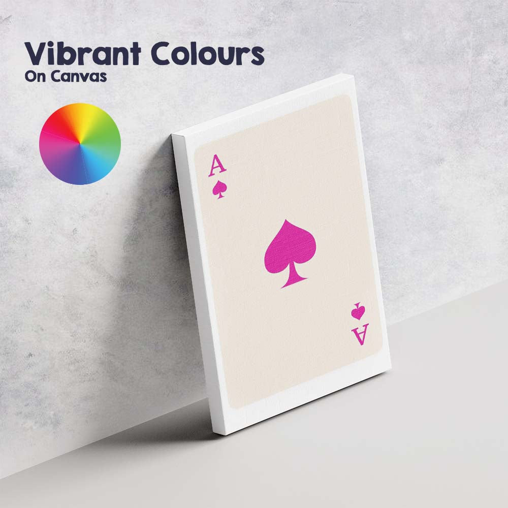 Minimalist Bright Pink Spade Playing Card Ace Illustration Canvas Wall Art Print Decor Picture Ready to Hang