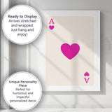 Minimalist Magenta Heart Playing Card Ace Illustration Canvas Wall Art Print Decor Picture Ready to Hang