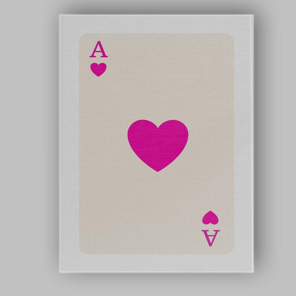 Minimalist Magenta Heart Playing Card Ace Illustration Canvas Wall Art Print Decor Picture Ready to Hang