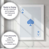 Minimalist Powder Blue Spade Playing Card Ace Illustration Canvas Wall Art Print Decor Picture Ready to Hang