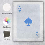 Minimalist Powder Blue Spade Playing Card Ace Illustration Canvas Wall Art Print Decor Picture Ready to Hang