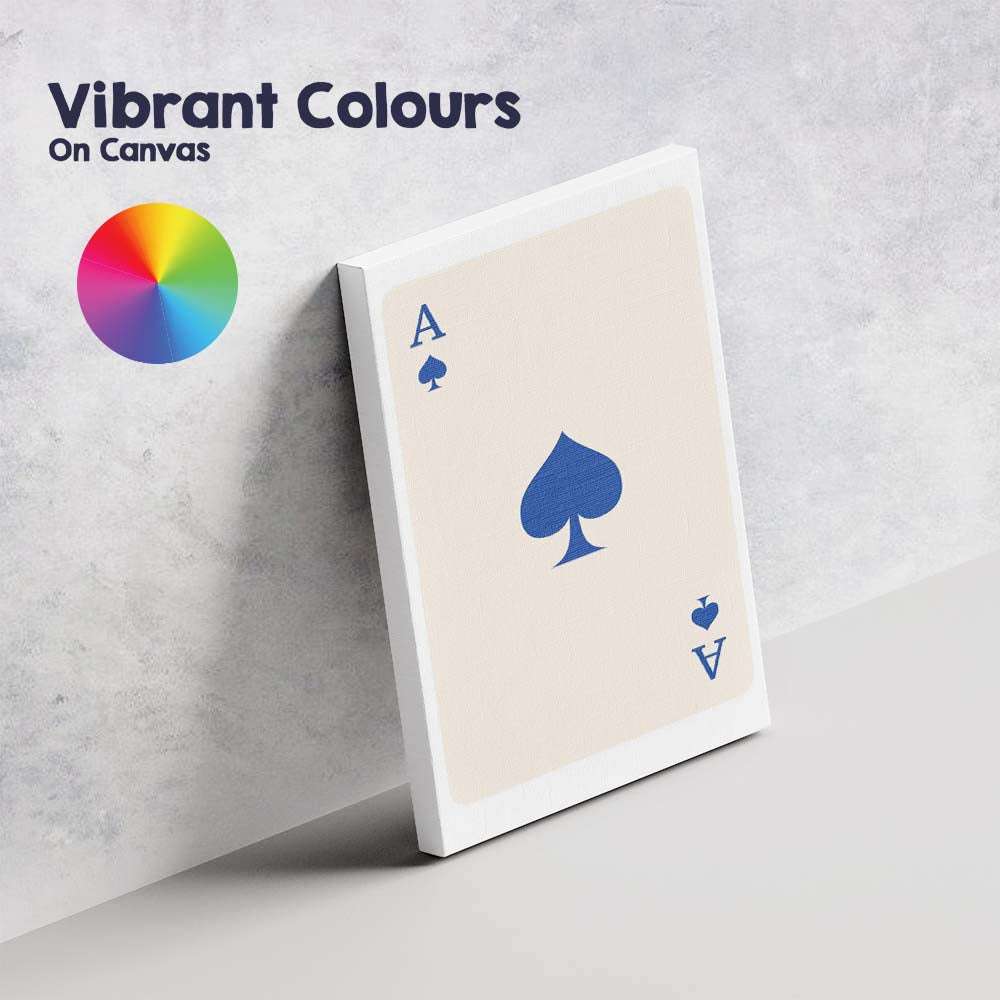 Minimalist Royal Blue Spade Playing Card Ace Illustration Canvas Wall Art Print Decor Picture Ready to Hang