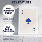 Minimalist Royal Blue Spade Playing Card Ace Illustration Canvas Wall Art Print Decor Picture Ready to Hang