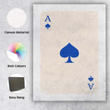 Minimalist Royal Blue Spade Playing Card Ace Illustration Canvas Wall Art Print Decor Picture Ready to Hang