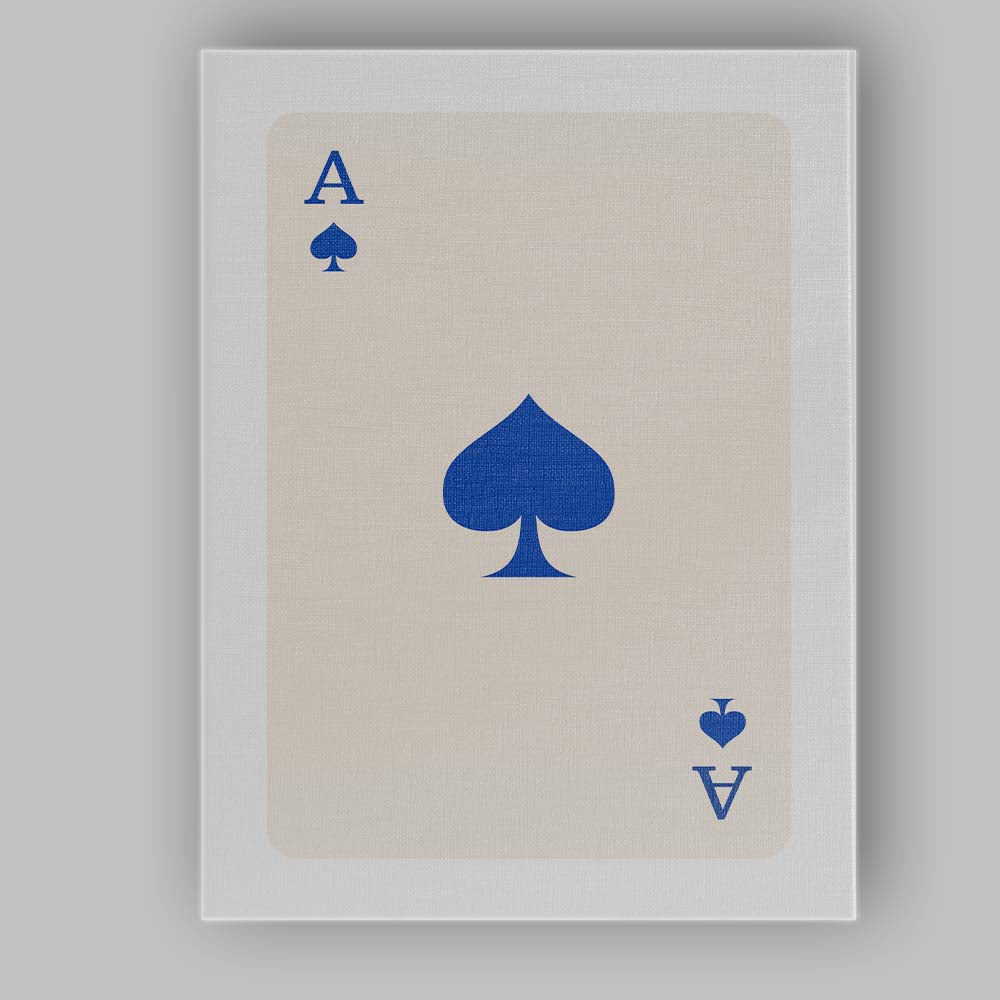 Minimalist Royal Blue Spade Playing Card Ace Illustration Canvas Wall Art Print Decor Picture Ready to Hang