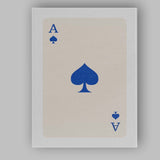 Minimalist Royal Blue Spade Playing Card Ace Illustration Canvas Wall Art Print Decor Picture Ready to Hang